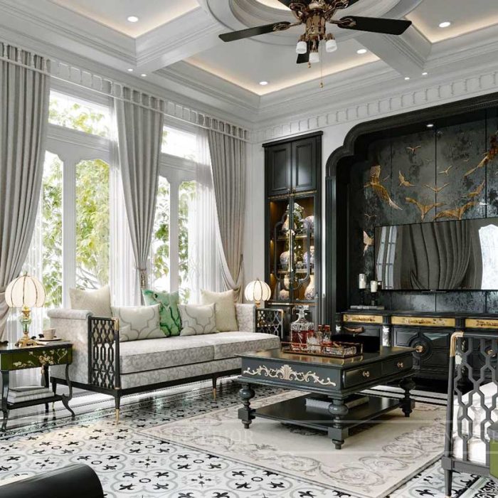 Nội thất phòng khách phong cách Indochine