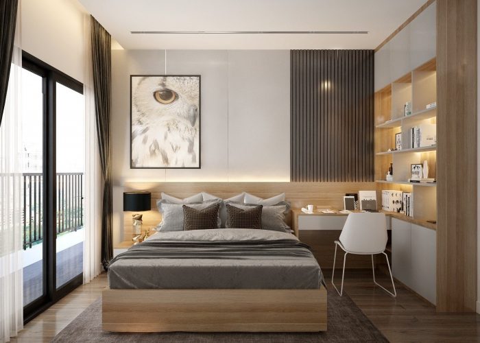Nội thất phòng ngủ chung cư tối giản