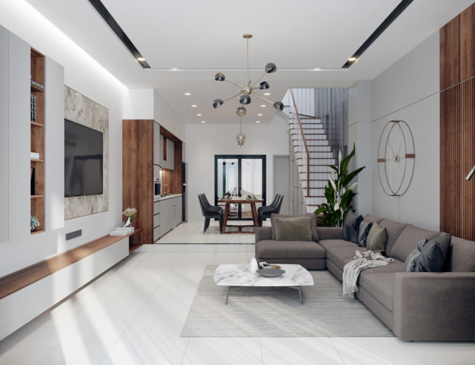 Nội thất phòng khách nhà phố hiện đại